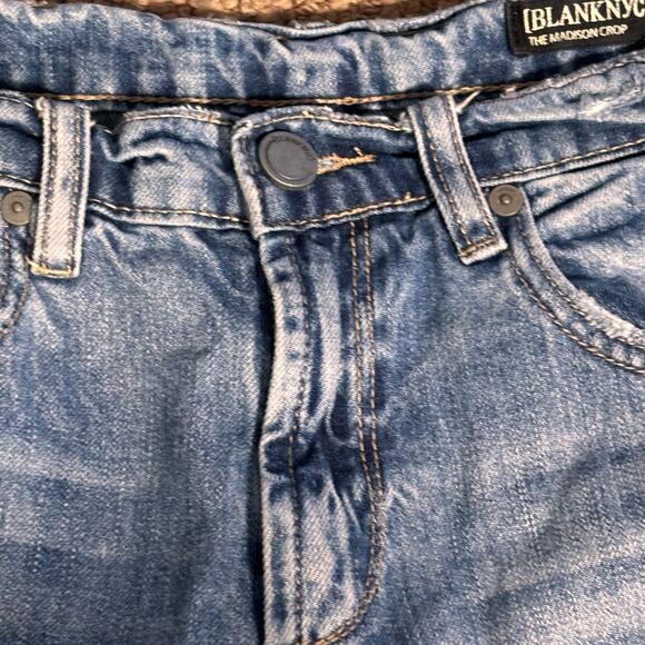 BLANKNYC The Madison Crop Distressed High-Rise Medium Wash Straight Jeans 25 - Picture 9 of 10